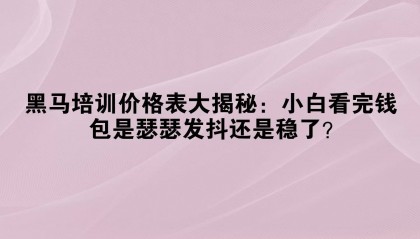 黑马培训价格表大揭秘：小白看完钱包是瑟瑟发抖还是稳了？